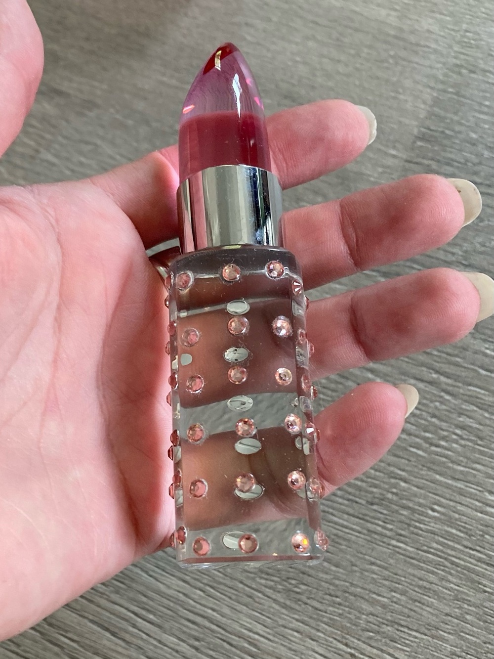 Cynthia Rowley Pink Crystal Lipstick with Clear Studded Case - Picture 2 of 7